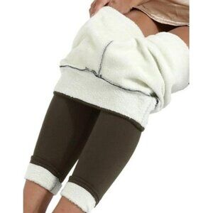 Fleece Lined Brown Leggings for Women Thick